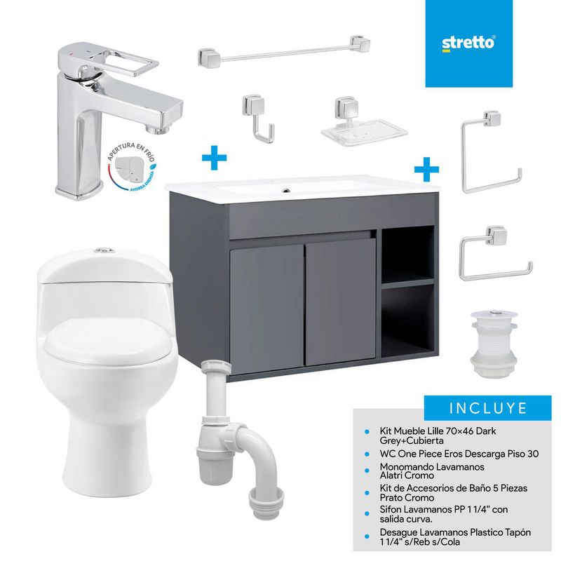 STRETTO - Sala de Baño 30,5 cm 4.8 l Lille 70 Dark Grey