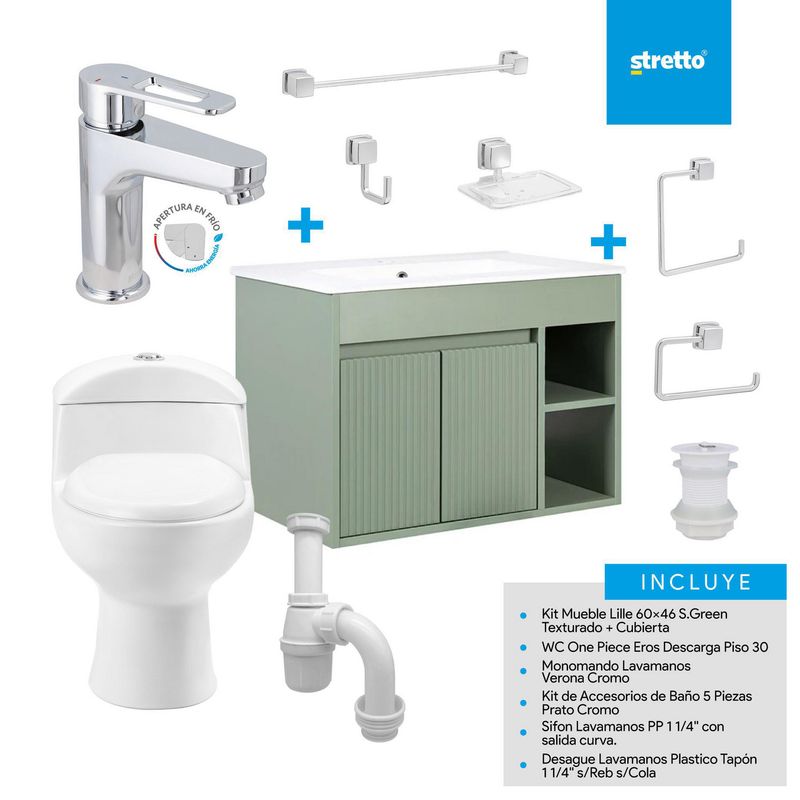 STRETTO - Sala de Baño 30,5 cm 4.8 l Lille 60 Sage Green Texturado