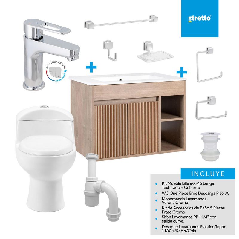 STRETTO - Sala de Baño 30,5 cm 4.8 l Lille 60 Lenga Texturado
