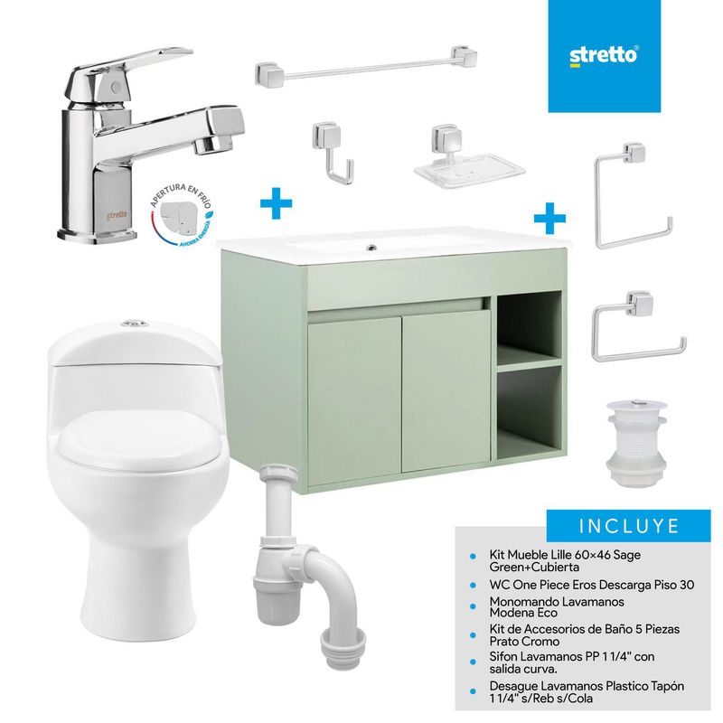 STRETTO - Sala de Baño 30,5 cm 4.8 l Lille 60 Sage Green