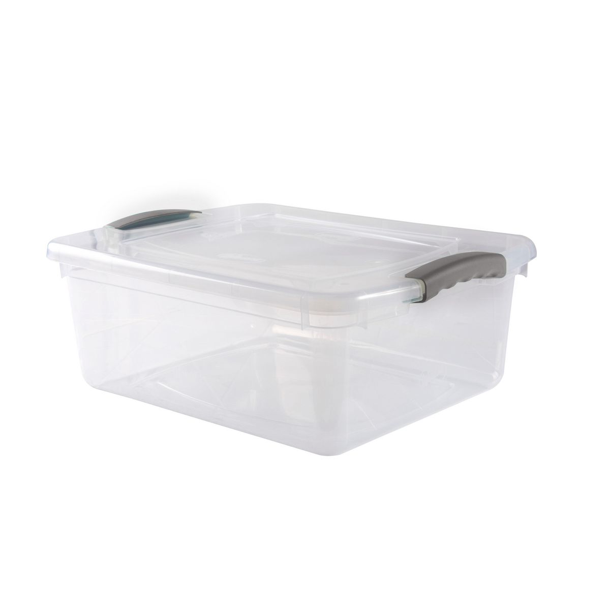 WENCO - Caja Wenbox 32x16x42 cm 15 l Transparente con clip gris