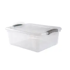 WENCO - Caja Wenbox 32x16x42 cm 15 l Transparente con clip gris