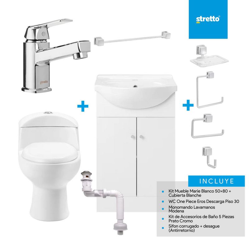 STRETTO - Sala de Baño 30,5 cm 4.8 l Marie 50 Blanco