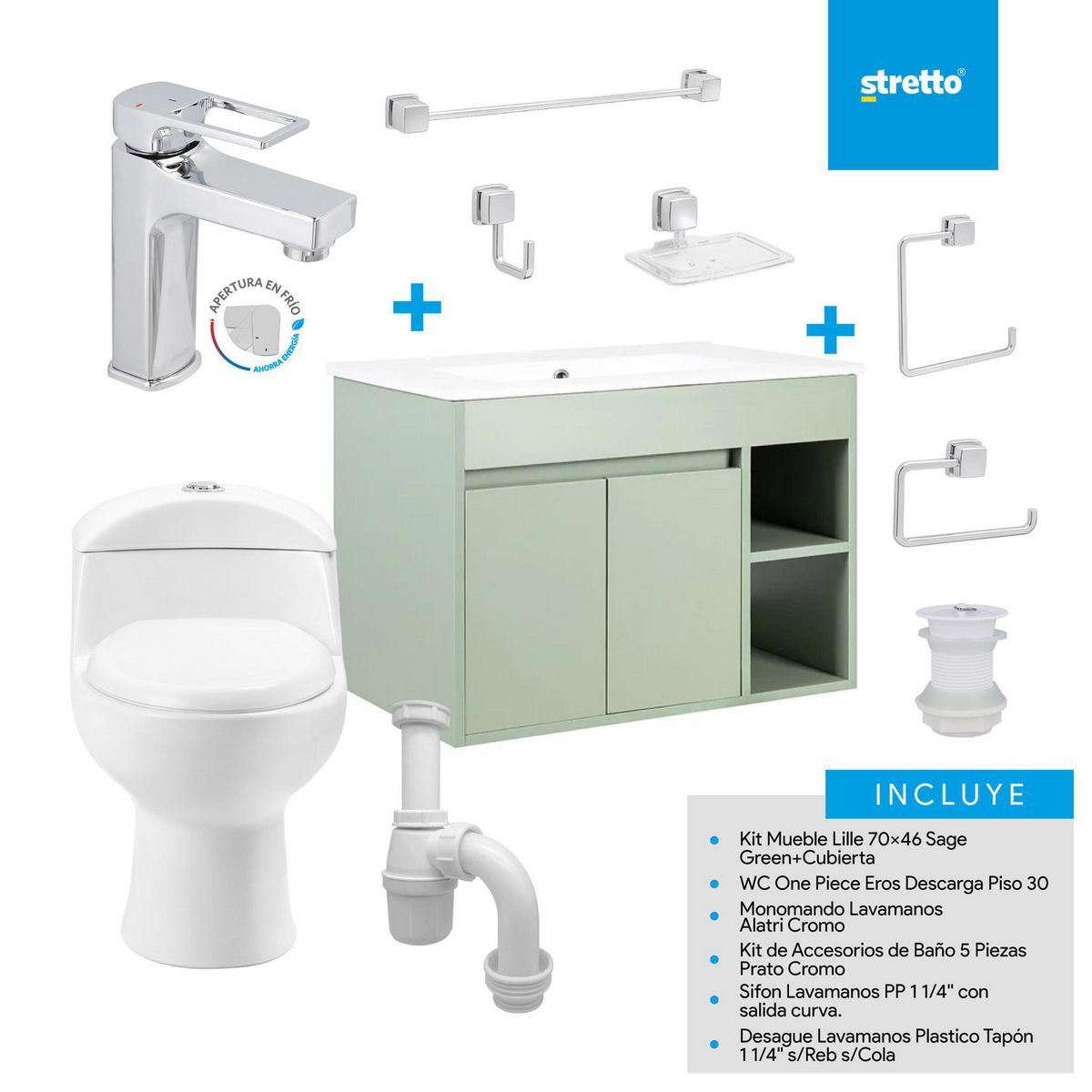 STRETTO - Sala de Baño 30,5 cm 4.8 l Lille 70 Sage Green