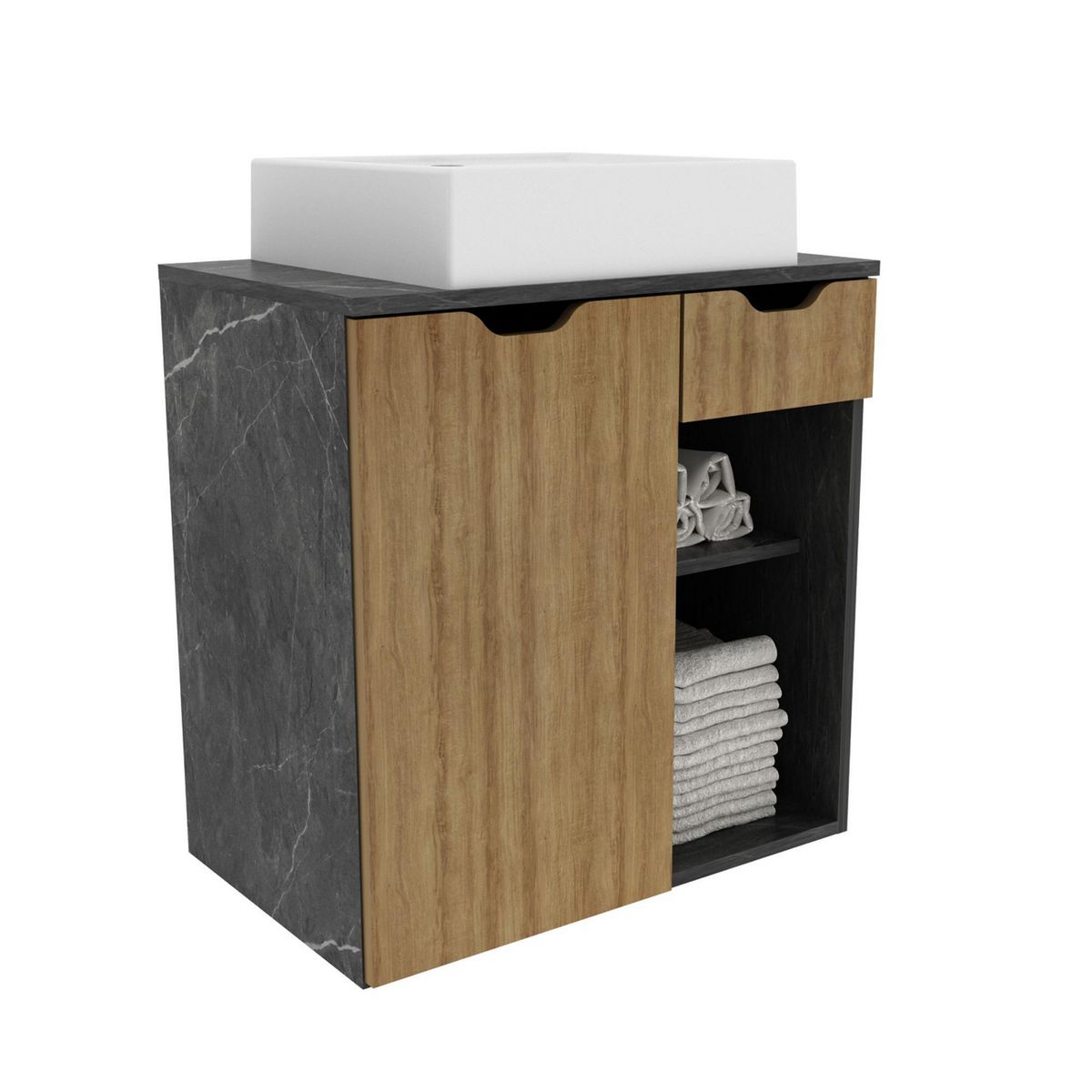 TECNOMOBILI - Mueble Baño Mármol Lunar/ Almendra 60x61.5x38.7 cm