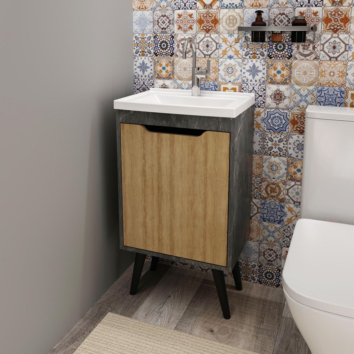 TECNOMOBILI - Mueble Baño Mármol Lunar/Almendra 44.4x78.5x30 cm
