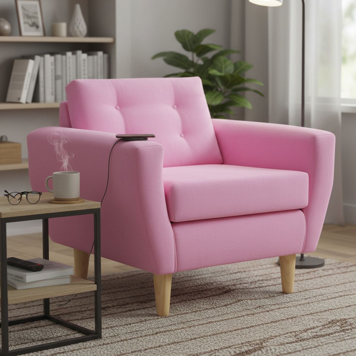 BODEVIR - Sillón 1 cuerpo BOTE 1C 95x80x83 cm Rosado