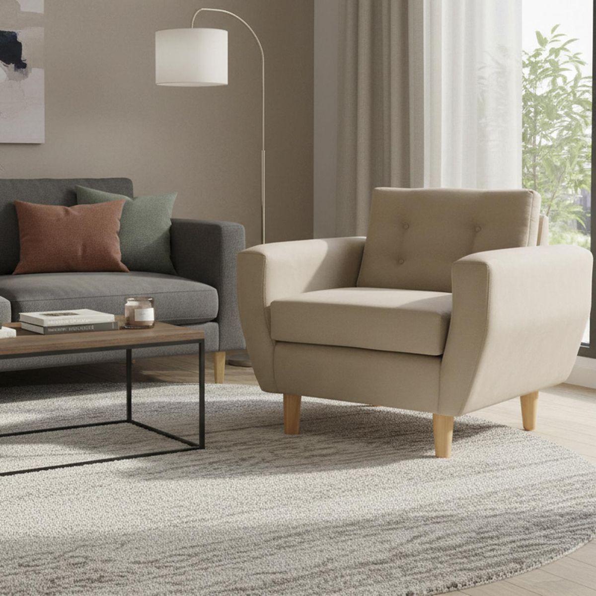 BODEVIR - Sillón 1 cuerpo BOTE 1C 95x80x83 cm Beige