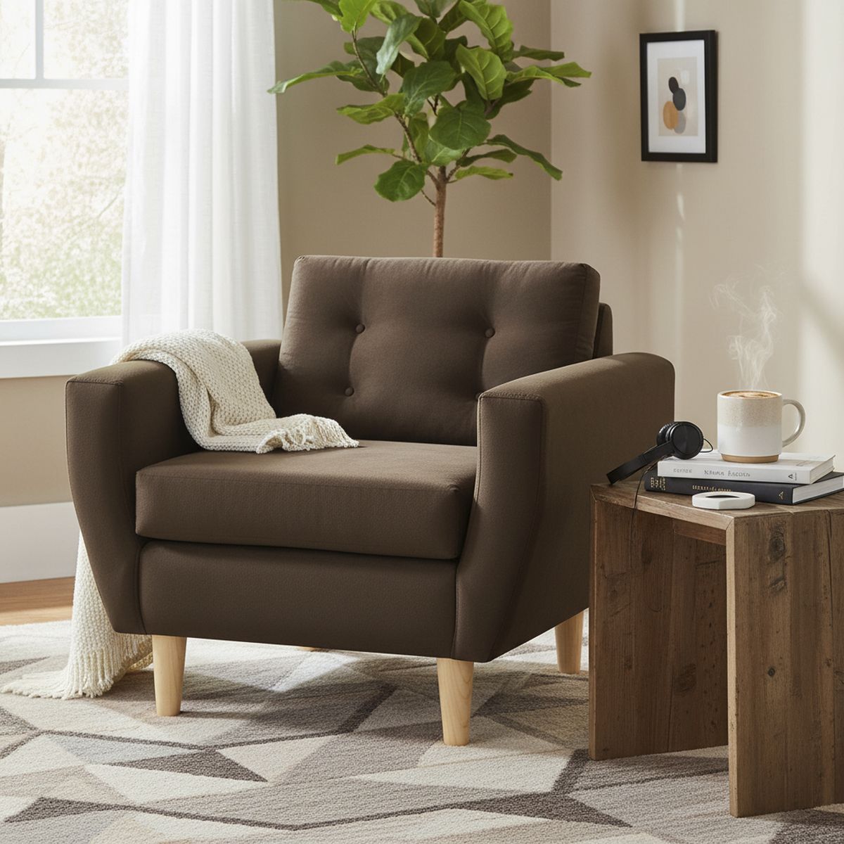 BODEVIR - Sillón 1 cuerpo BOTE 1C 95x80x83 cm Café