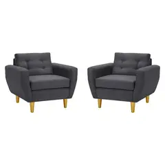 BODEVIR - Set de 2 sillones 1 cuerpo BOTE 1C 95x80x83 cm Gris