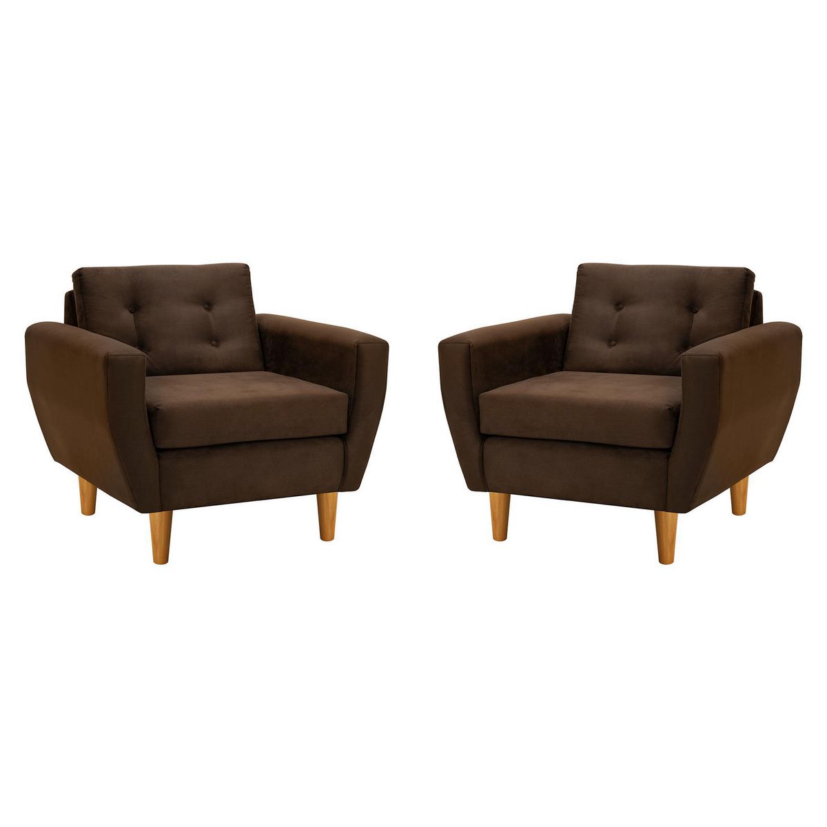 BODEVIR - Set de 2 sillones 1 cuerpo BOTE 1C 95x80x83 cm Chocolate