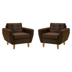 BODEVIR - Set de 2 sillones 1 cuerpo BOTE 1C 95x80x83 cm Chocolate