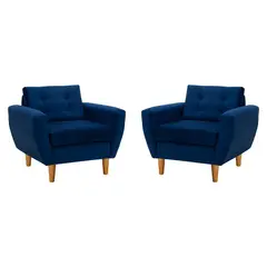 BODEVIR - Set de 2 sillones 1 cuerpo BOTE 1C 95x80x83 cm Azul Marino