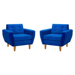 BODEVIR - Set de 2 sillones 1 cuerpo BOTE 1C 95x80x83 cm Azul Rey