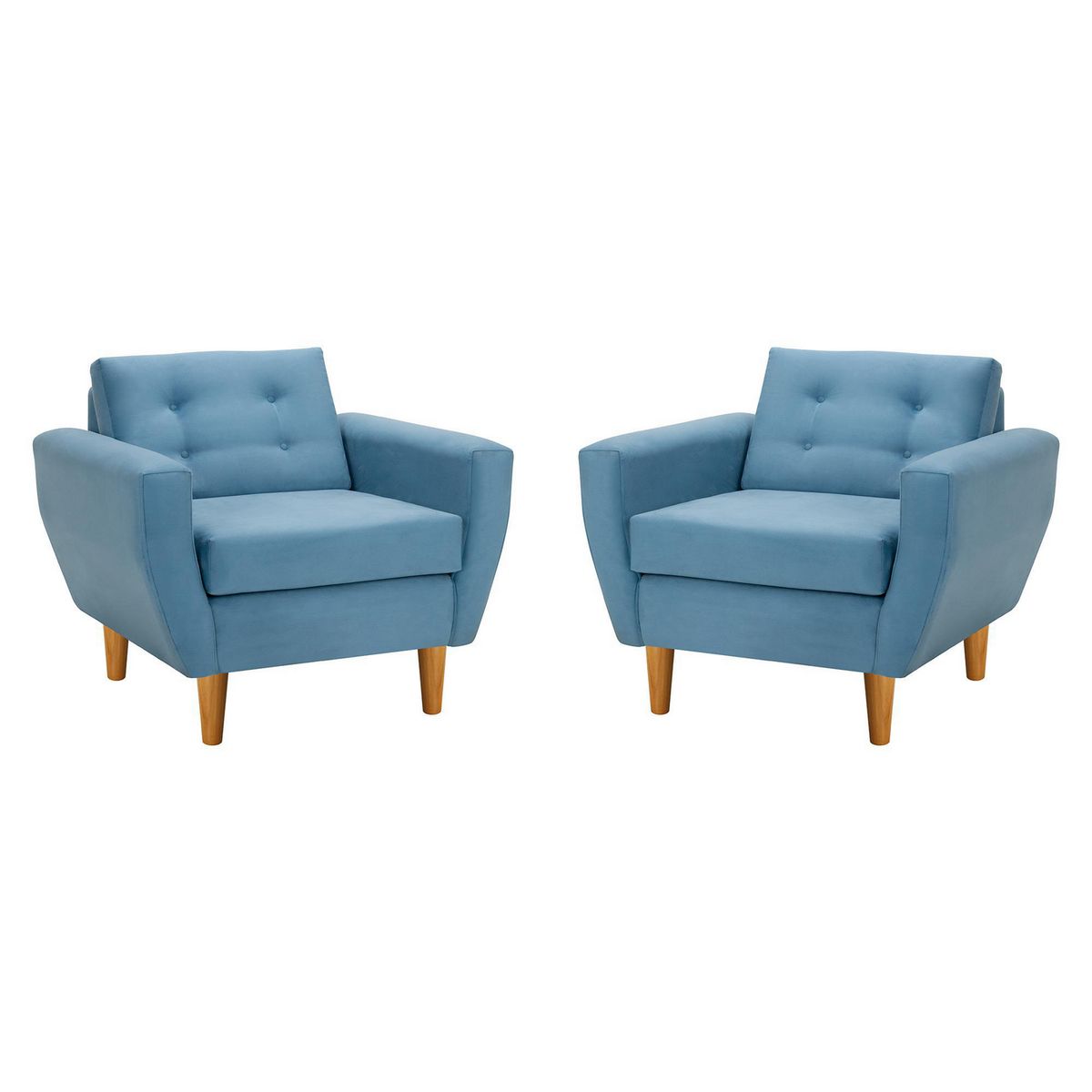 BODEVIR - Set de 2 sillones 1 cuerpo BOTE 1C 95x80x83 cm Azul Petroleo