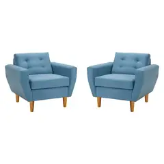BODEVIR - Set de 2 sillones 1 cuerpo BOTE 1C 95x80x83 cm Azul Petroleo