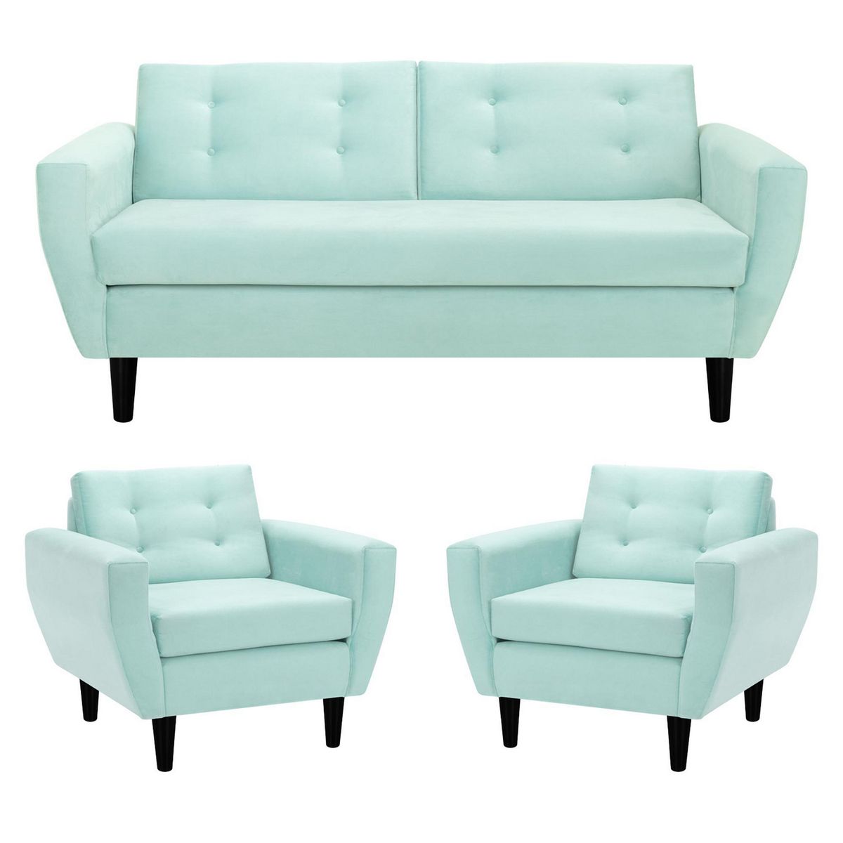 BODEVIR - Living 3 cuerpos Bote 185x80x83 cm Verde Agua