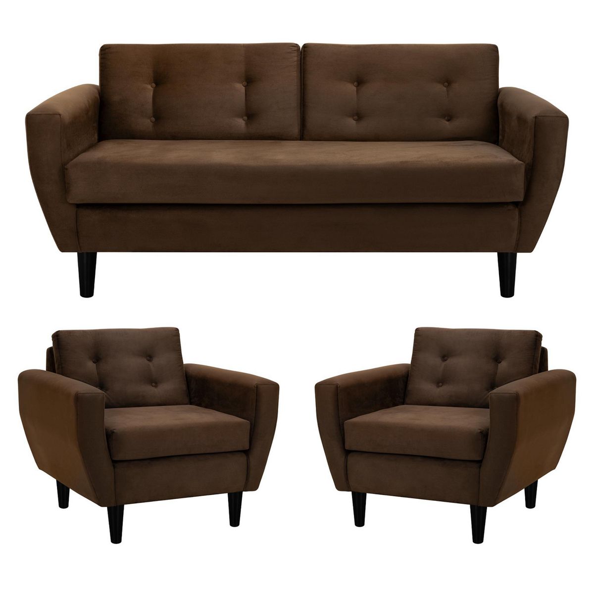 BODEVIR - Living 3 cuerpos Bote 185x80x83 cm Chocolate