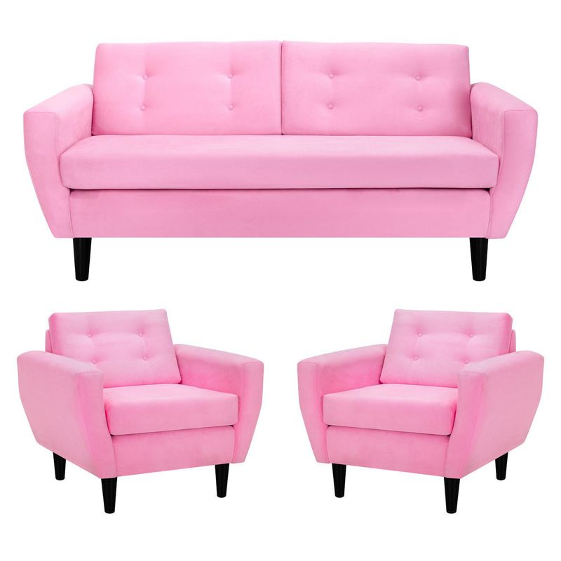 BODEVIR - Living 3 cuerpos Bote 185x80x83 cm Rosado