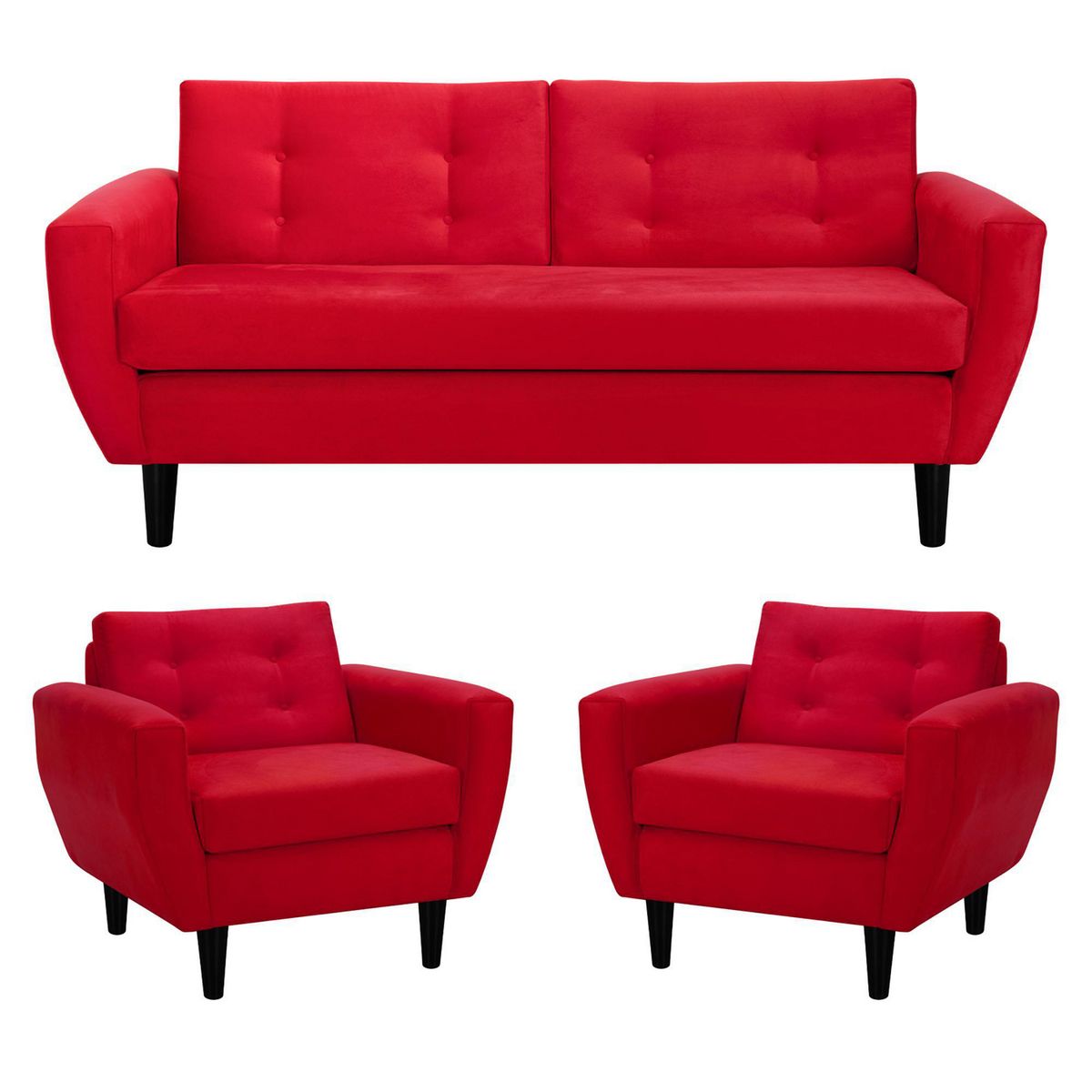 BODEVIR - Living 3 cuerpos Bote 185x80x83 cm Rojo