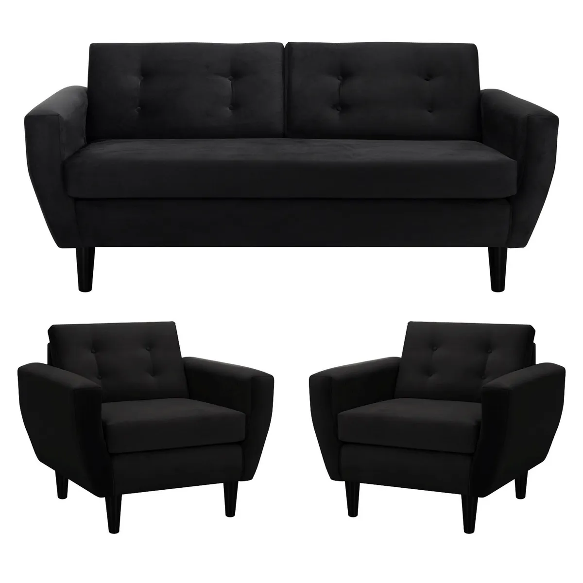 BODEVIR - Living 3 cuerpos Bote 185x80x83 cm Negro