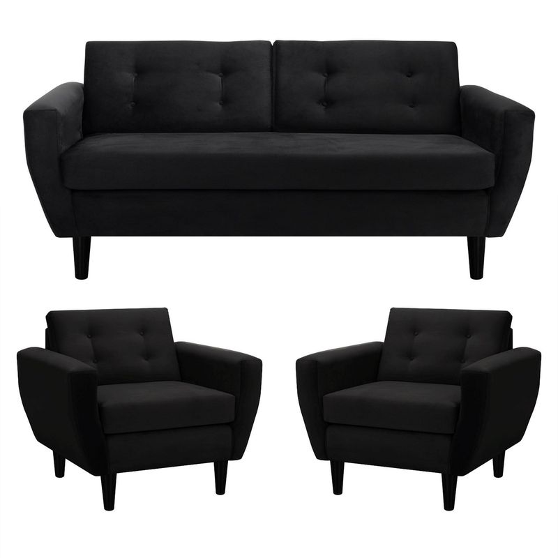 BODEVIR - Living 3 cuerpos Bote 185x80x83 cm Negro