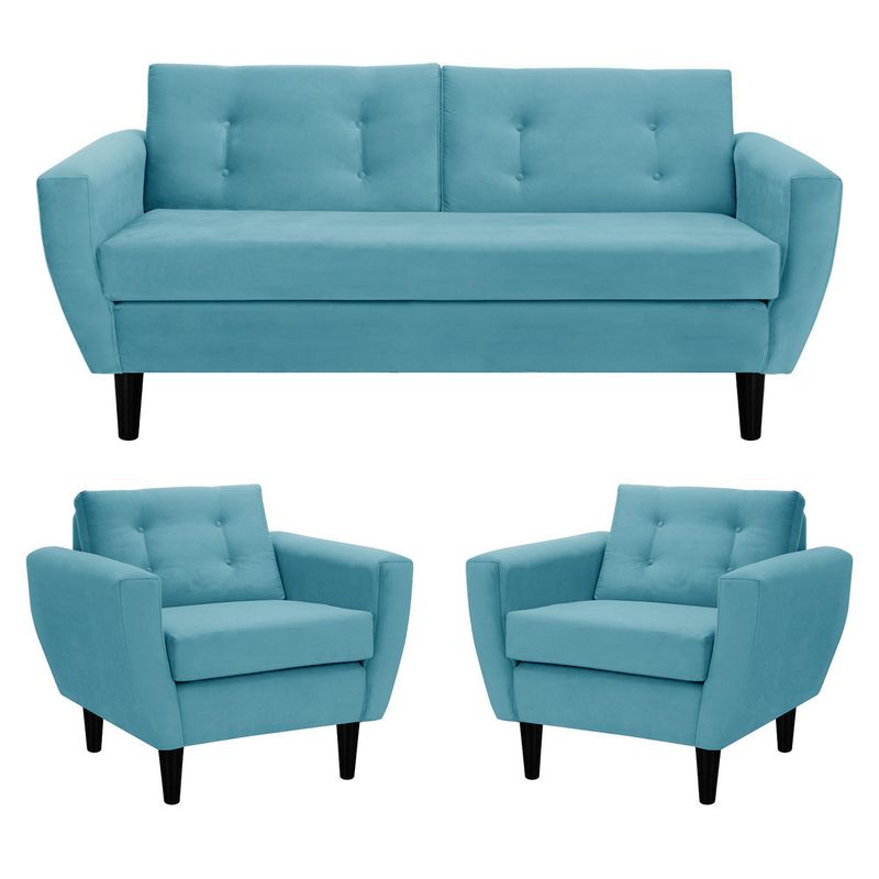 BODEVIR - Living 3 cuerpos Bote 185x80x83 cm Turquesa