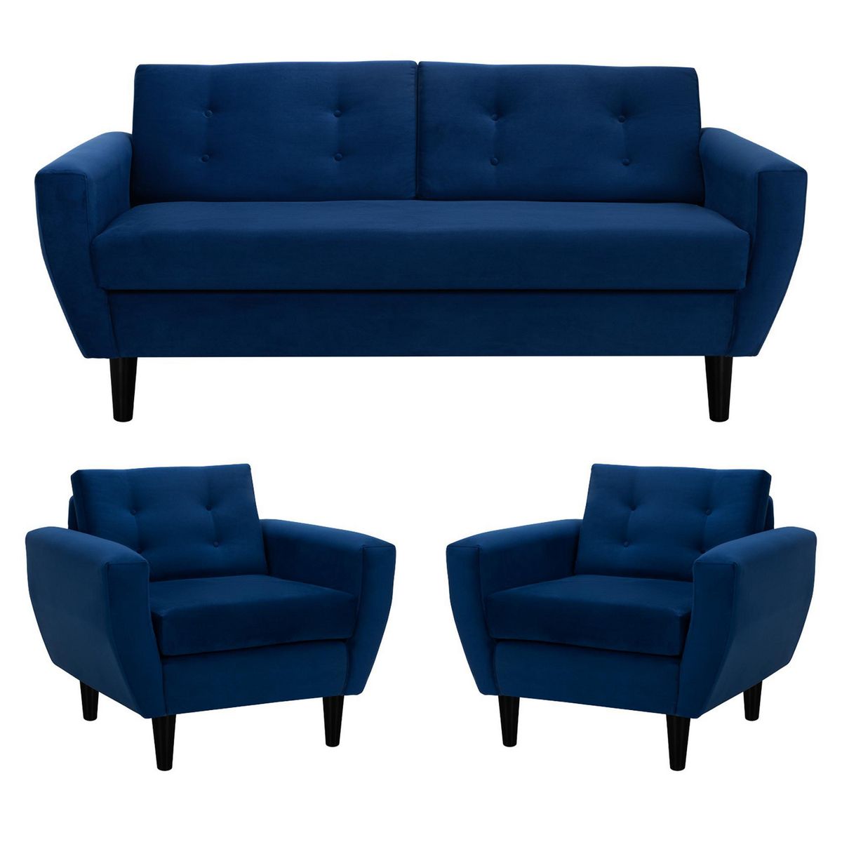 BODEVIR - Living 3 cuerpos Bote 185x80x83 cm Azul Marino