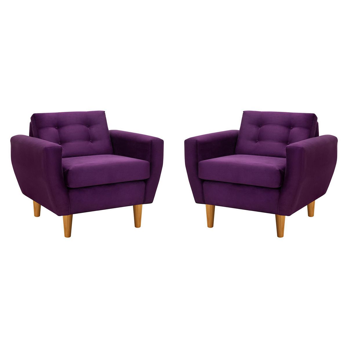 BODEVIR - Set de 2 sillones 1 cuerpo BOTE 1C 95x80x83 cm Morado
