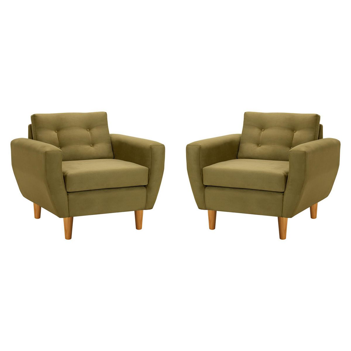 BODEVIR - Set de 2 sillones 1 cuerpo BOTE 1C 95x80x83 cm Verde Musgo