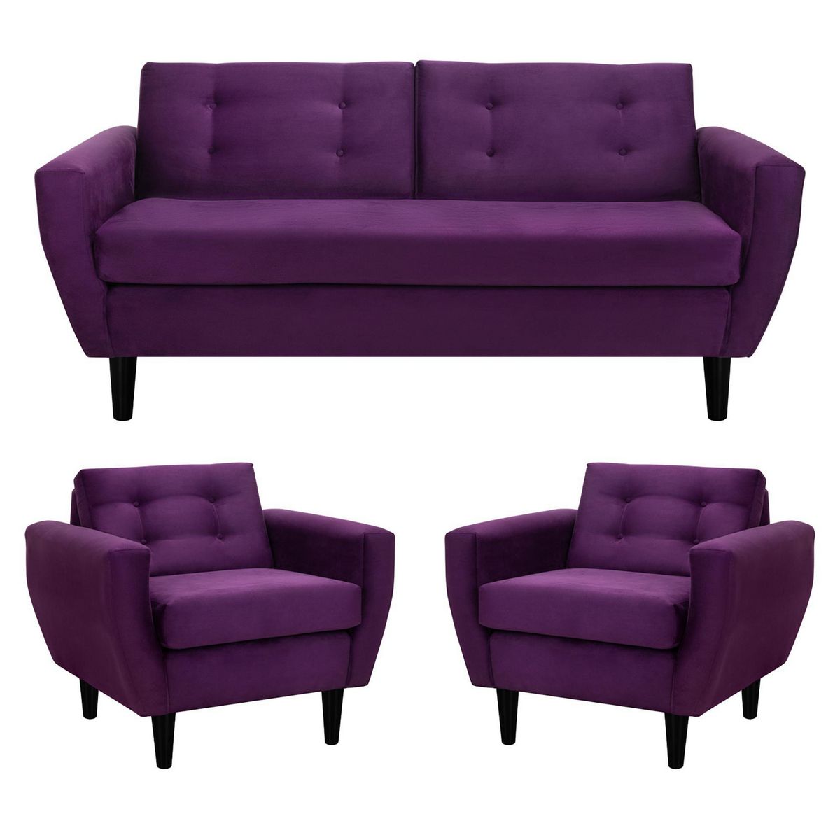 BODEVIR - Living 3 cuerpos Bote 185x80x83 cm Morado