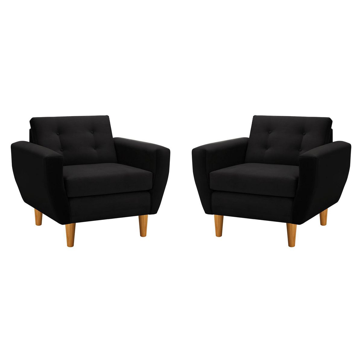 BODEVIR - Set de 2 sillones 1 cuerpo BOTE 1C 95x80x83 cm Negro