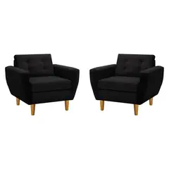 BODEVIR - Set de 2 sillones 1 cuerpo BOTE 1C 95x80x83 cm Negro