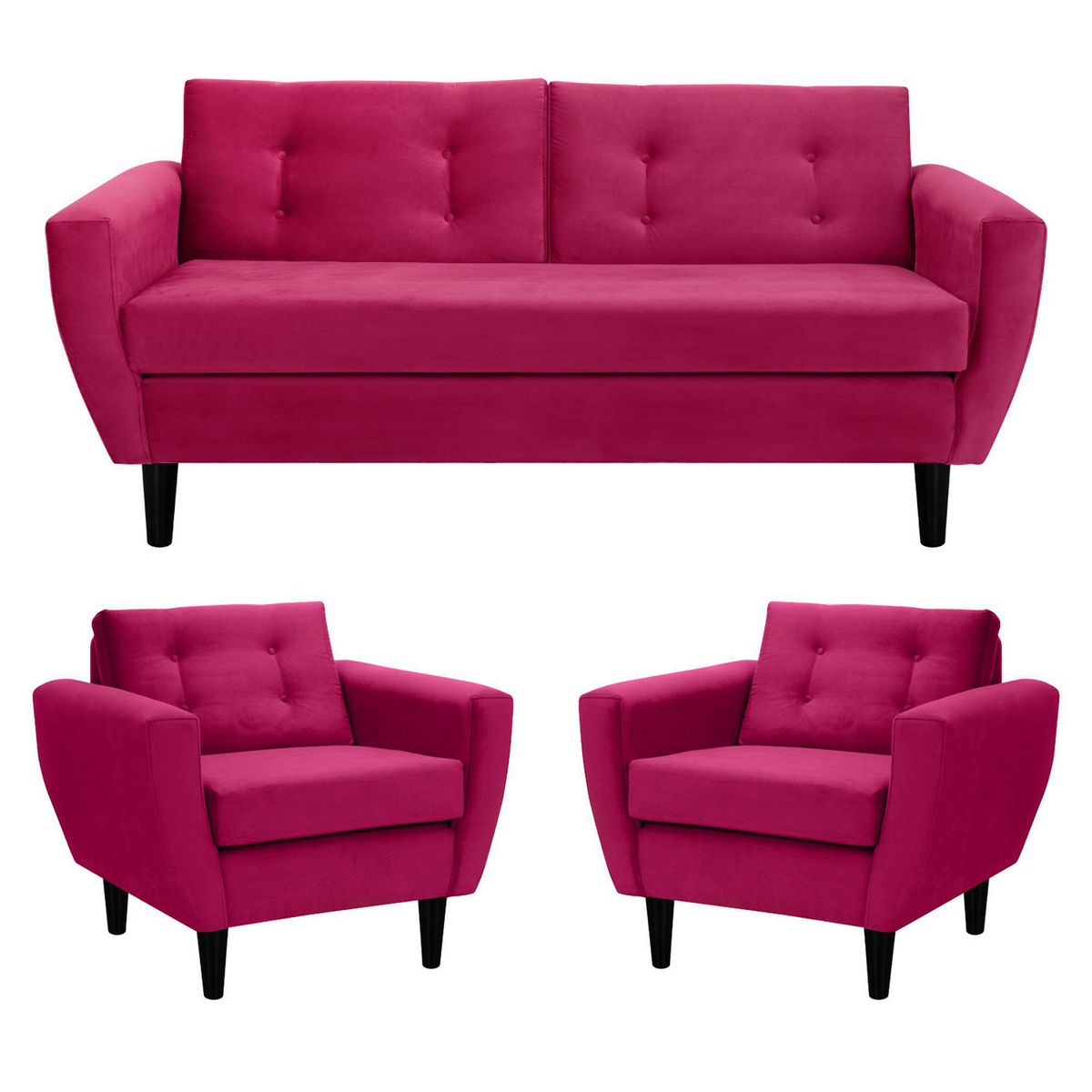 BODEVIR - Living 3 cuerpos Bote 185x80x83 cm Burdeo