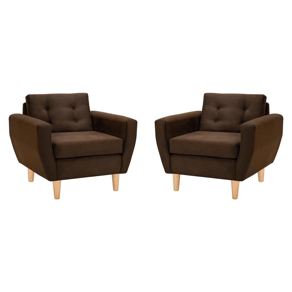 BODEVIR - Set de 2 sillones 1 cuerpo BOTE 1C 95x80x83 cm Chocolate