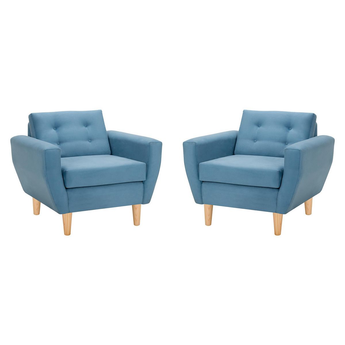 BODEVIR - Set de 2 sillones 1 cuerpo BOTE 1C 95x80x83 cm Azul Petroleo