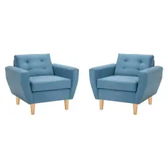 BODEVIR - Set de 2 sillones 1 cuerpo BOTE 1C 95x80x83 cm Azul