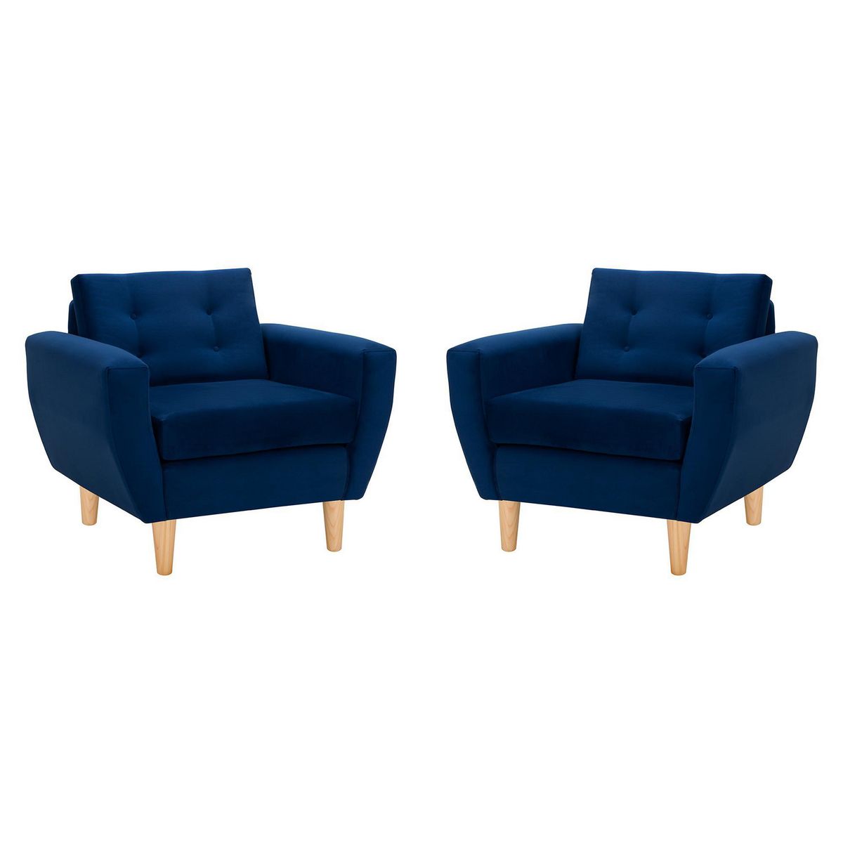 BODEVIR - Set de 2 sillones 1 cuerpo BOTE 1C 95x80x83 cm Azul Marino