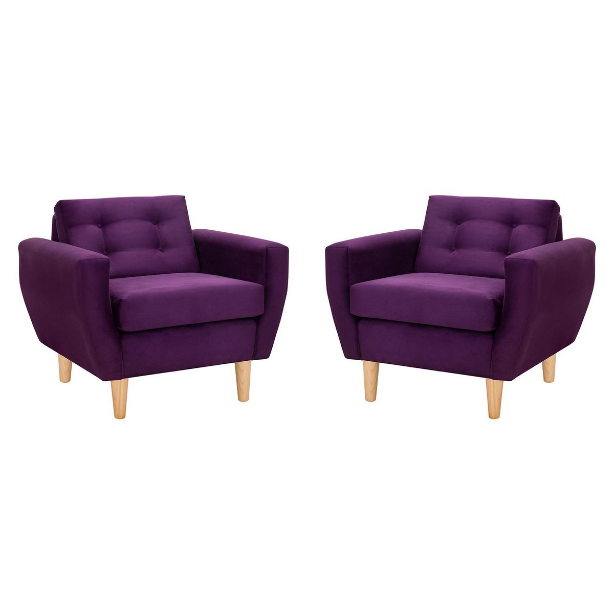 BODEVIR - Set de 2 sillones 1 cuerpo BOTE 1C 95x80x83 cm Morado