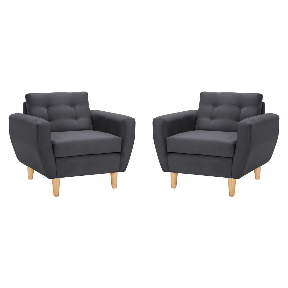 BODEVIR - Set de 2 sillones 1 cuerpo BOTE 1C 95x80x83 cm Gris