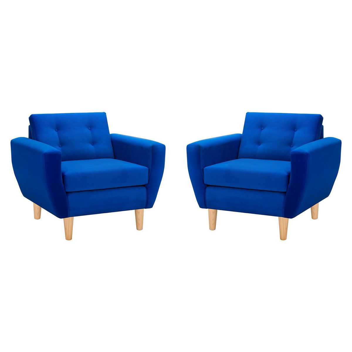 BODEVIR - Set de 2 sillones 1 cuerpo BOTE 1C 95x80x83 cm Azul Rey