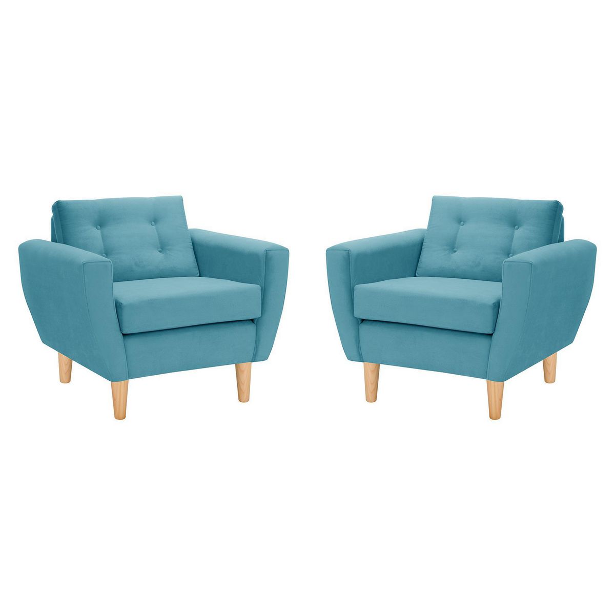 BODEVIR - Set de 2 sillones 1 cuerpo BOTE 1C 95x80x83 cm Turquesa