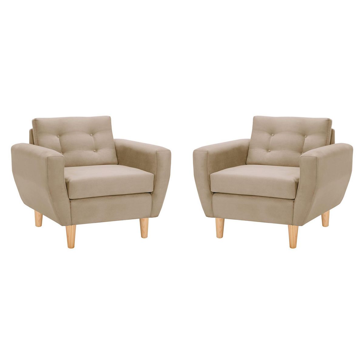 BODEVIR - Set de 2 sillones 1 cuerpo BOTE 1C 95x80x83 cm Beige