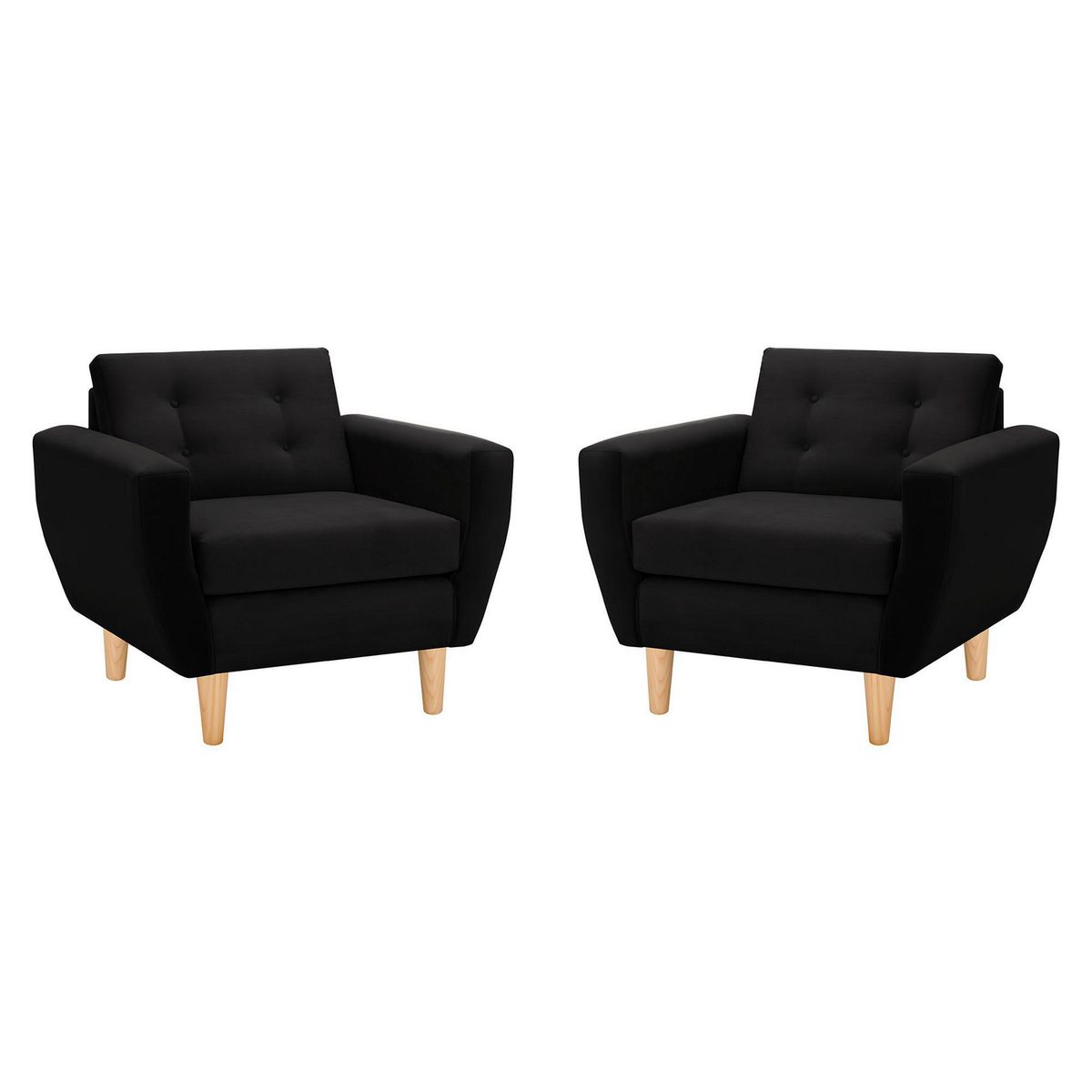 BODEVIR - Set de 2 sillones 1 cuerpo BOTE 1C 95x80x83 cm Negro