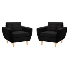 BODEVIR - Set de 2 sillones 1 cuerpo BOTE 1C 95x80x83 cm Negro