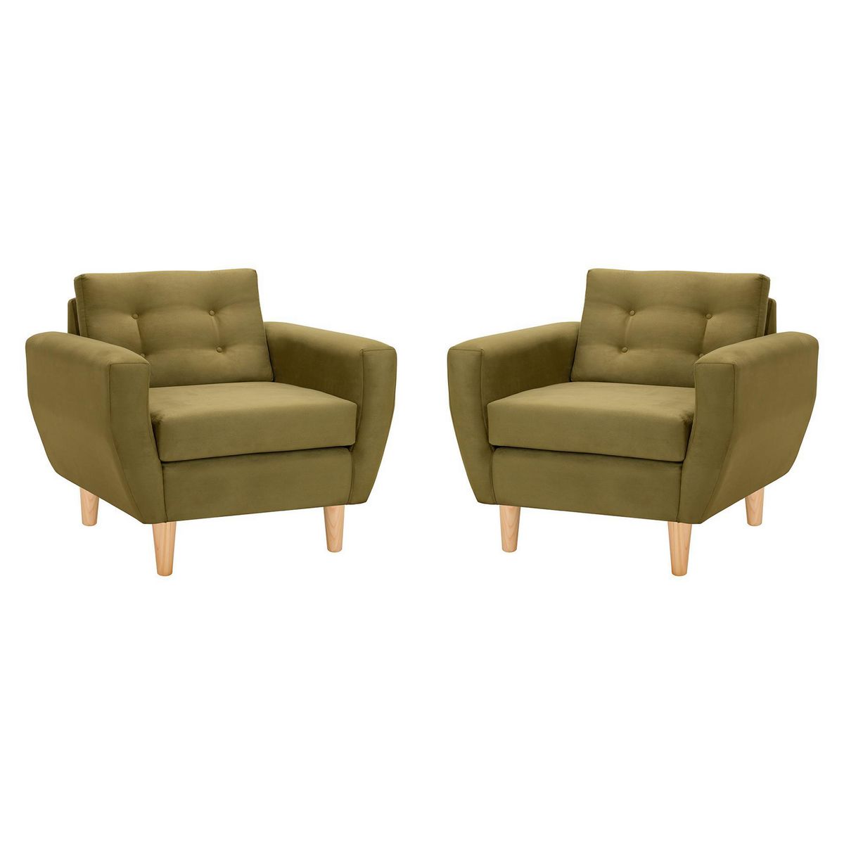 BODEVIR - Set de 2 sillones 1 cuerpo BOTE 1C 95x80x83 cm Verde Musgo