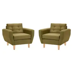BODEVIR - Set de 2 sillones 1 cuerpo BOTE 1C 95x80x83 cm Verde Musgo