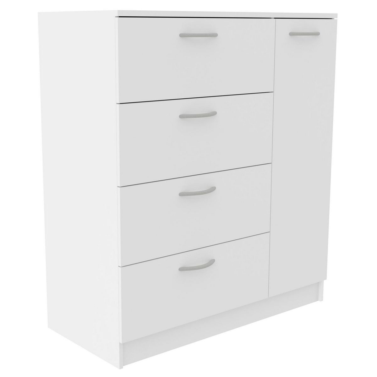 STANFORD - Cómoda 4 cajones 1 puerta blanca