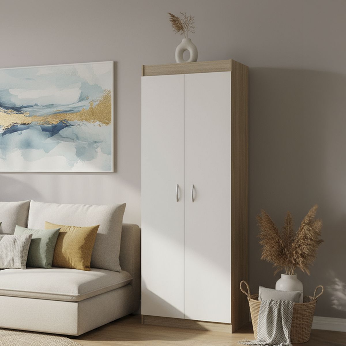 STANFORD - Clóset 2 Puerta(s) 1 Repisa(s) 60xx39,5 cm Blanco/Natural