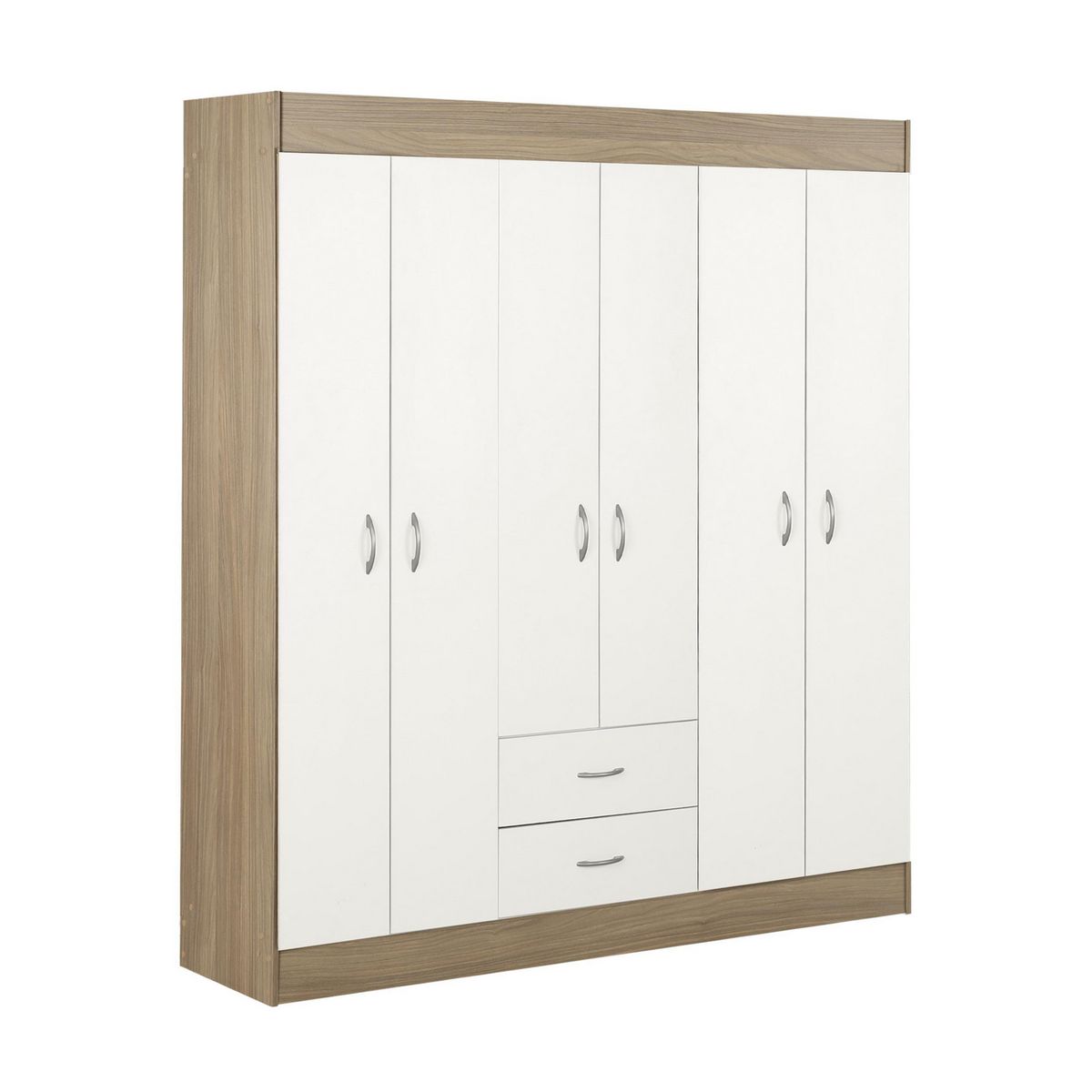 STANFORD - Clóset 6 Puerta(s) 2 Cajón(es) 3 Repisa(s) 153x175x39.2 cm Blanco/Natural